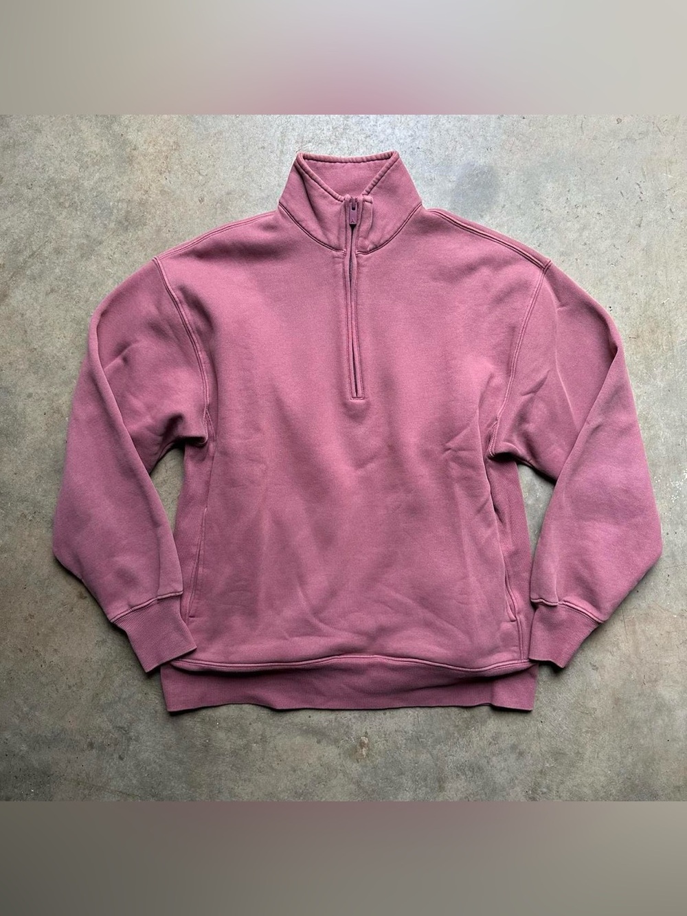 Aritzia cozy sweatfleece boyfriend 1/2 zip sweatshirt in faded opera rose